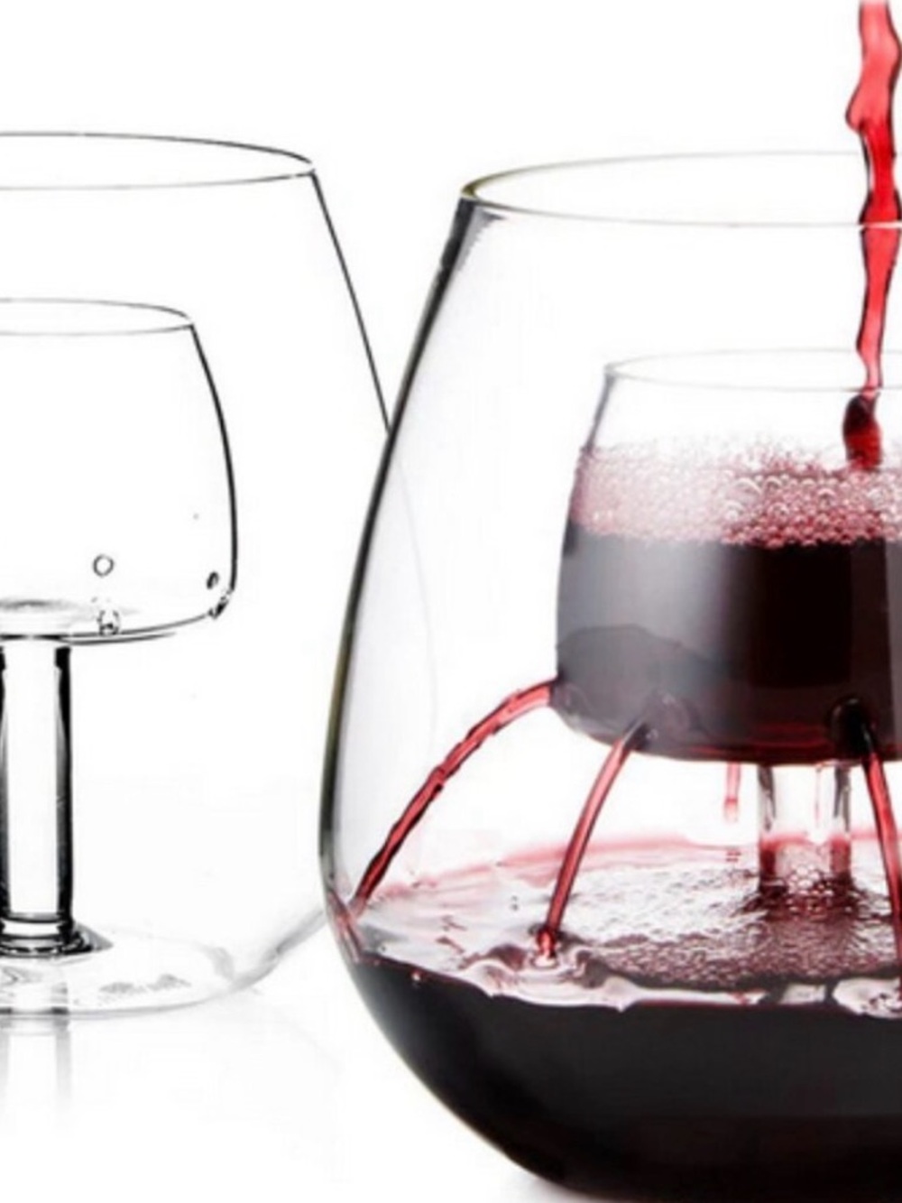 Clear Double-Wall Stemmed Brandy Glasses - Set of 2